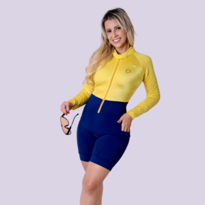 Macaquinho Amarelo com Azul Royal